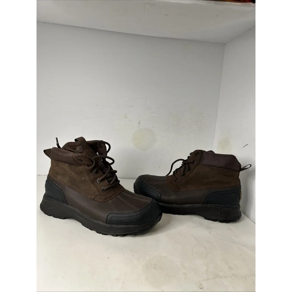 UGG Emmett‎ Duck Boots -Waterproof Snow Boots -Stout Brown Leather -US 9
